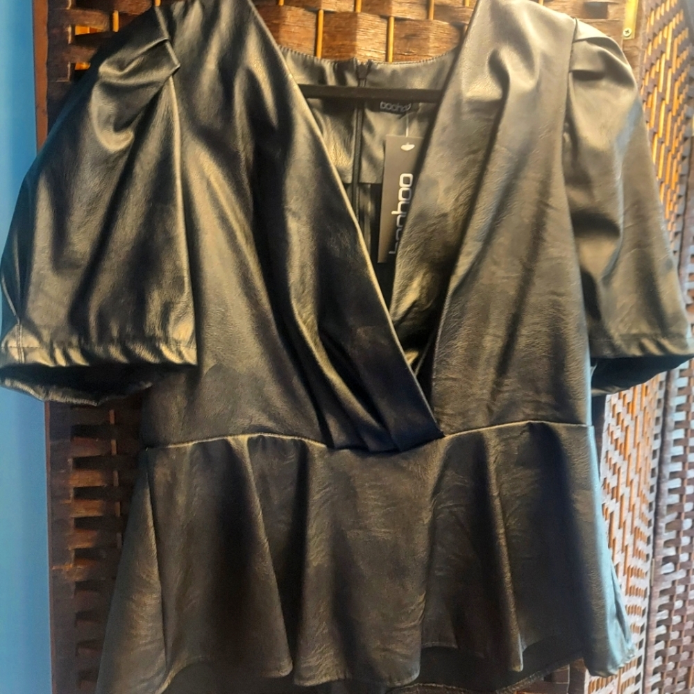 Plus Pu Wrap Peplum top